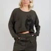 Cropped Jumper with Motif in Jungle Jacquard