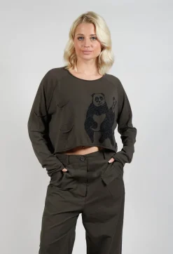 Cropped Jumper with Motif in Jungle Jacquard