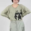 Cropped Jumper with Motif in Defender Jacquard