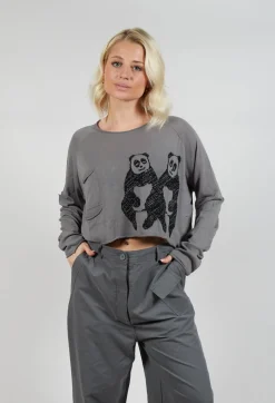 Cropped Jumper with Motif in Rock Jacquard