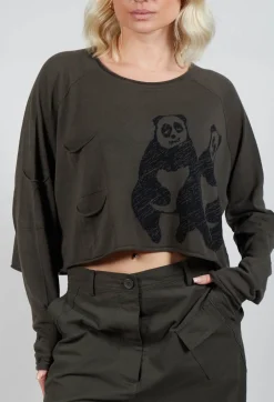 Cropped Jumper with Motif in Jungle Jacquard