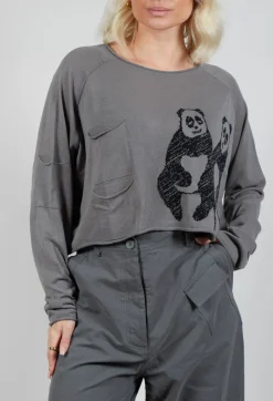 Cropped Jumper with Motif in Rock Jacquard