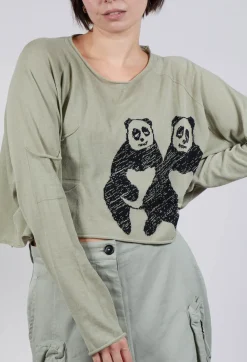 Cropped Jumper with Motif in Defender Jacquard
