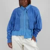 Cropped Knitted Cardigan in Blue