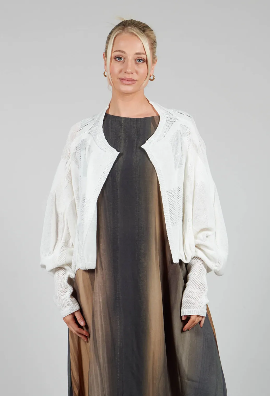 Cropped Knitted Cardigan in White