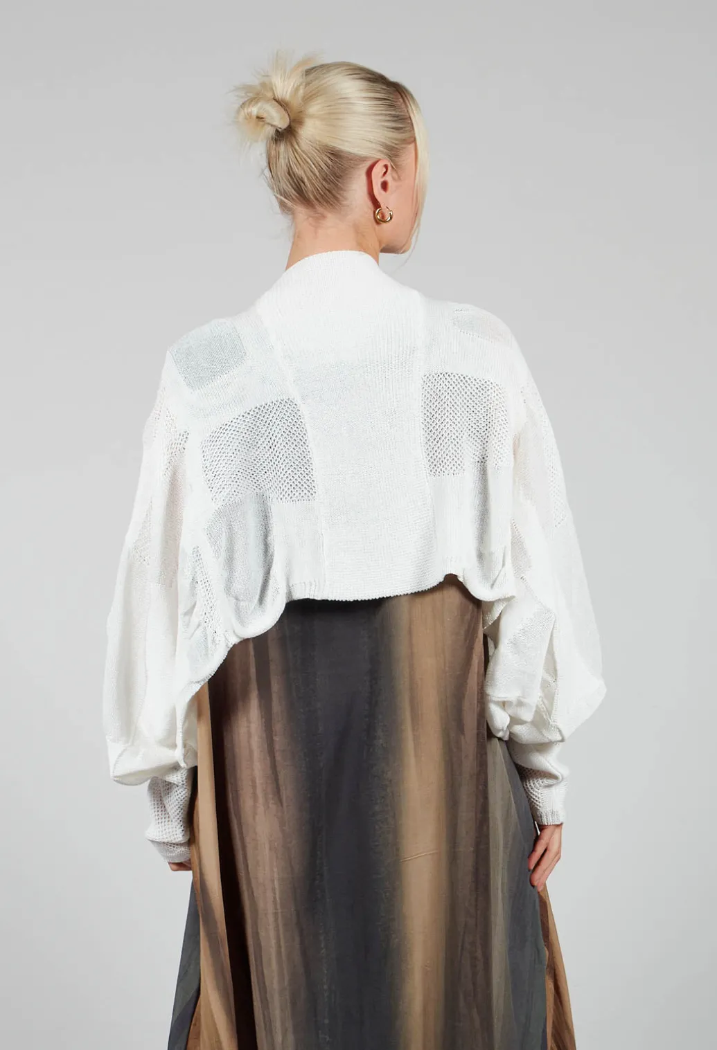 Cropped Knitted Cardigan in White
