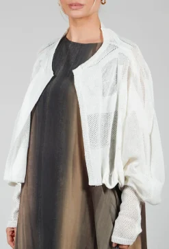 Cropped Knitted Cardigan in White