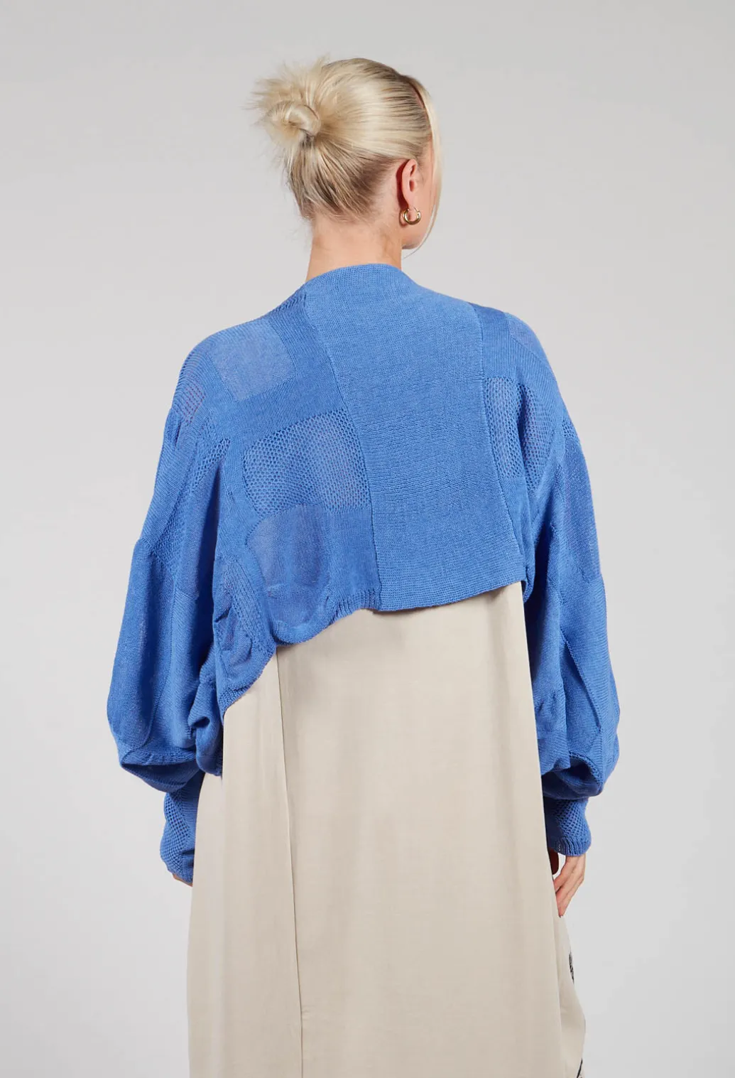Cropped Knitted Cardigan in Blue