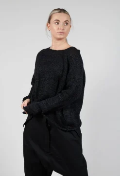 Cropped Knitted Jumper in Black