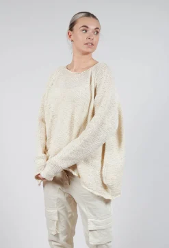 Cropped Knitted Jumper in Greige