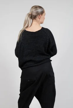 Cropped Knitted Jumper in Black