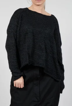 Cropped Knitted Jumper in Black
