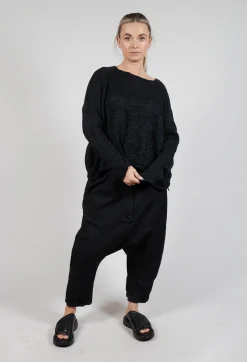 Cropped Knitted Jumper in Black