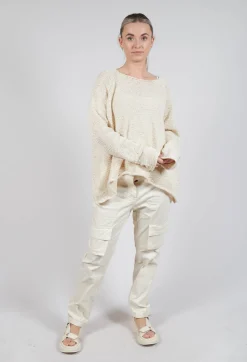 Cropped Knitted Jumper in Greige