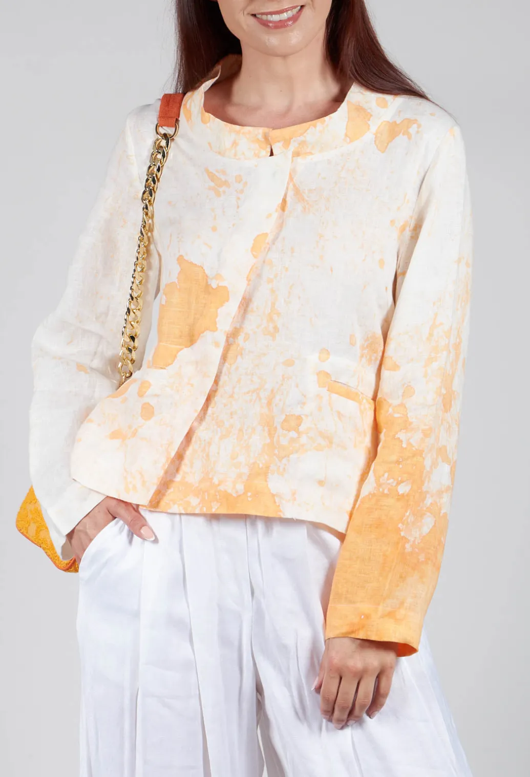 Cropped Lightweight Jacket in Orange Dye