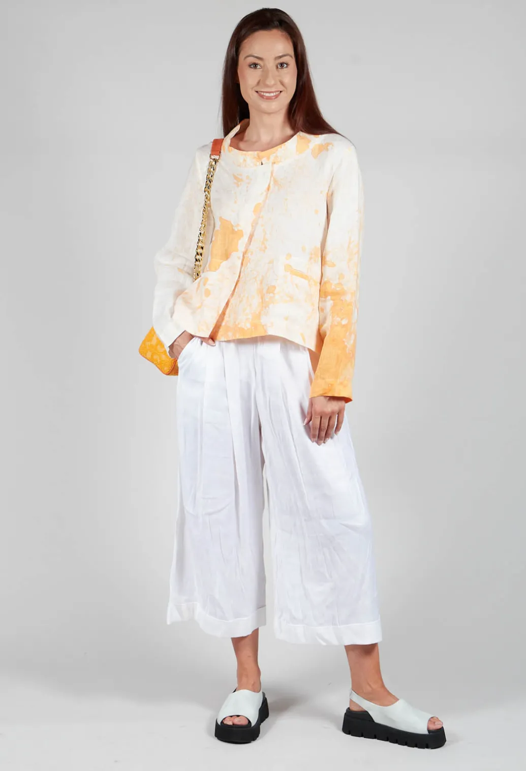 Cropped Lightweight Jacket in Orange Dye