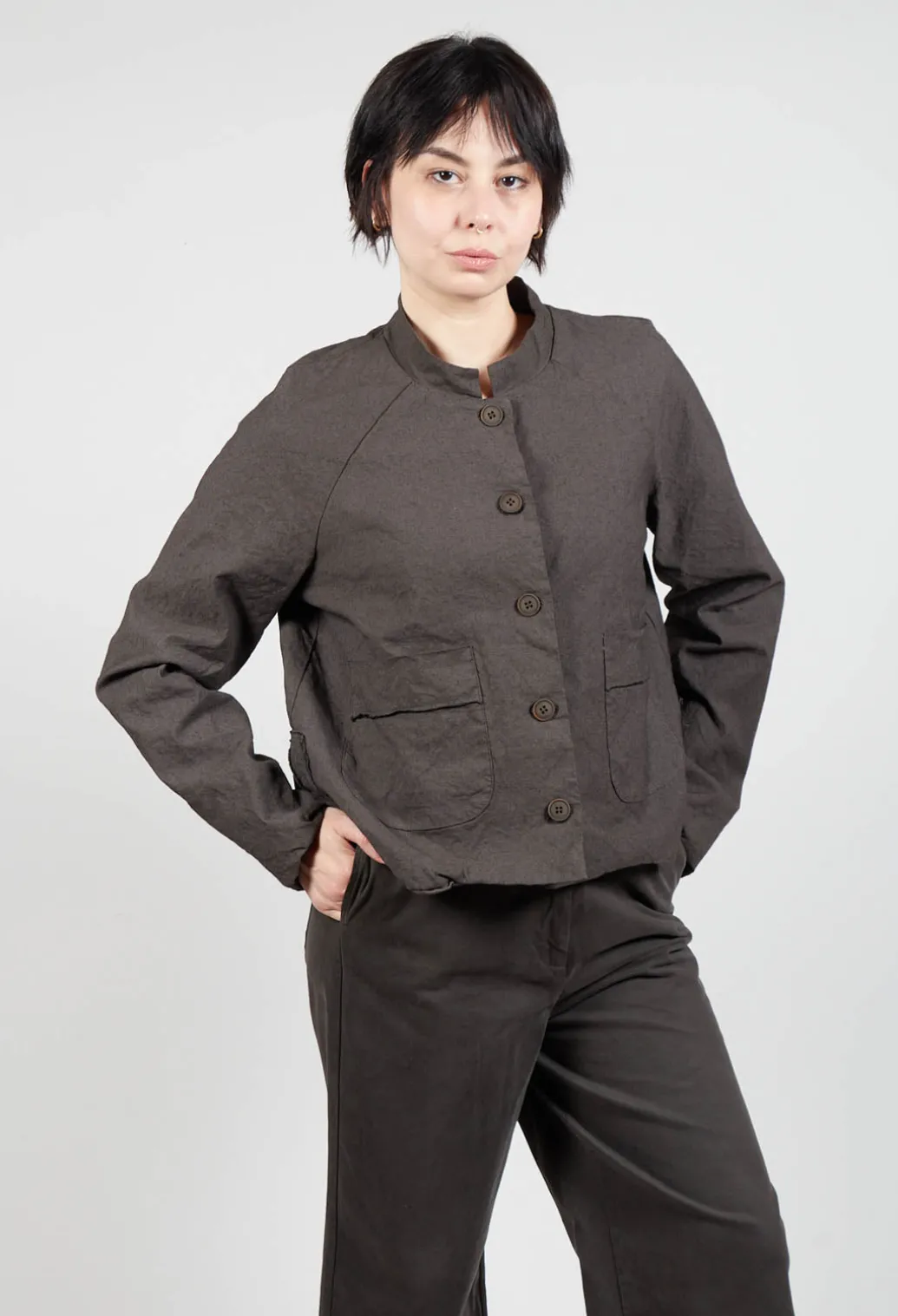 Cropped Long Sleeved Jacket in Faggio