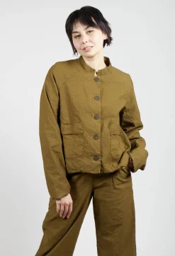 Cropped Long Sleeved Jacket in Oliva
