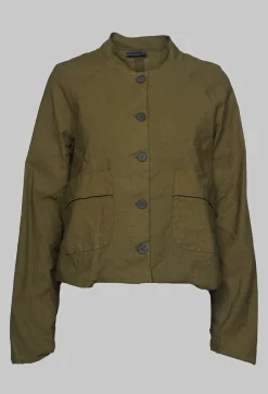 Cropped Long Sleeved Jacket in Oliva