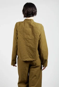 Cropped Long Sleeved Jacket in Oliva