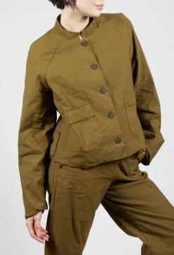Cropped Long Sleeved Jacket in Oliva
