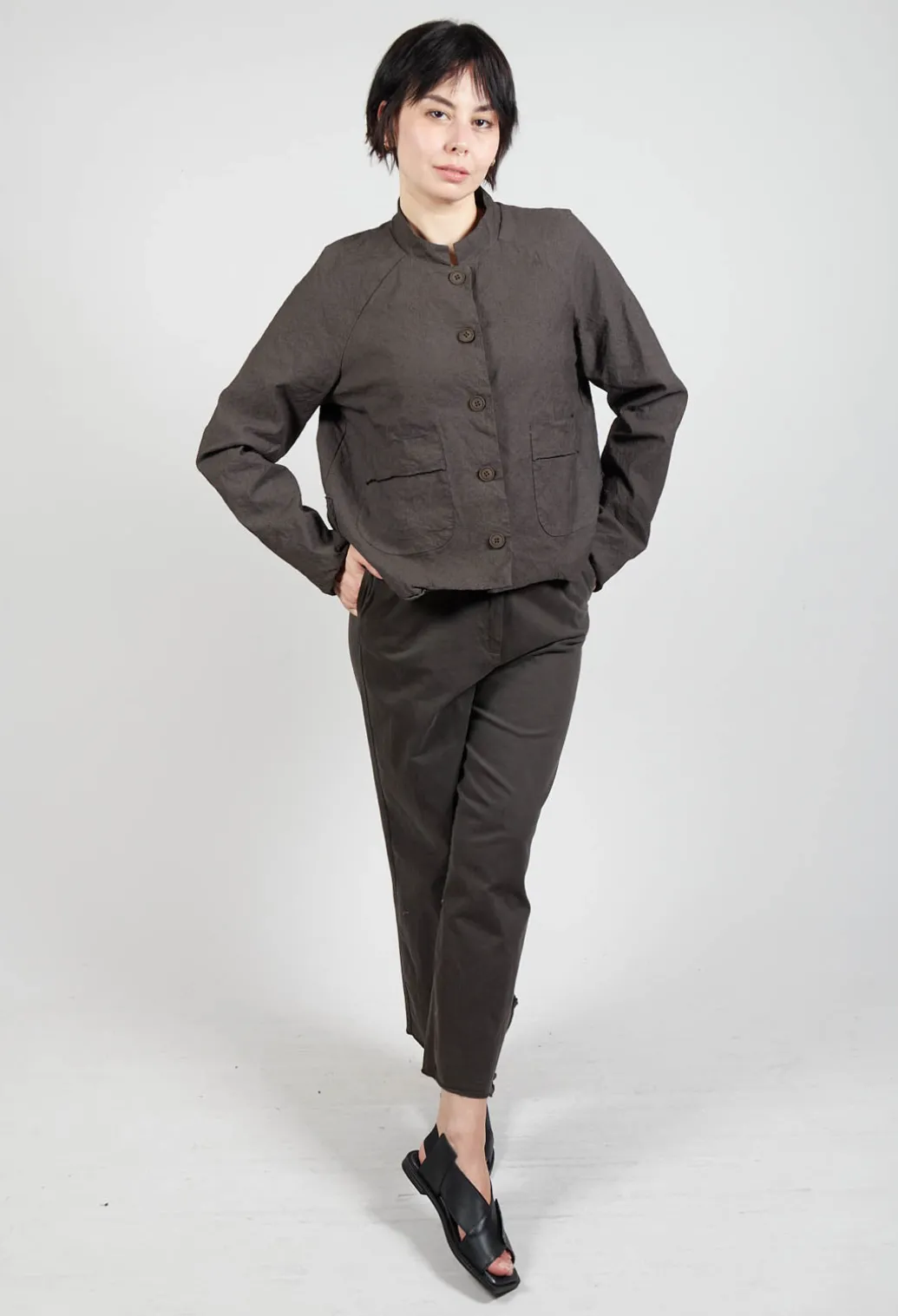 Cropped Long Sleeved Jacket in Faggio