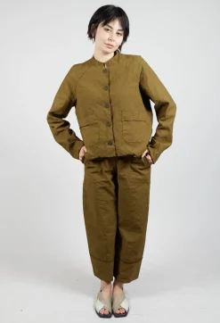 Cropped Long Sleeved Jacket in Oliva