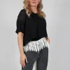 Cropped Metallic Knit in Black Sparkle