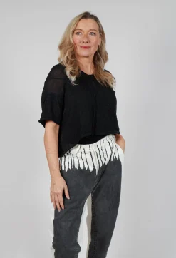 Cropped Metallic Knit in Black Sparkle