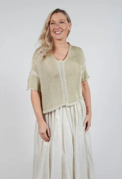 Cropped Metallic Knit in Gold