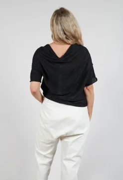 Cropped Metallic Knit in Black Sparkle