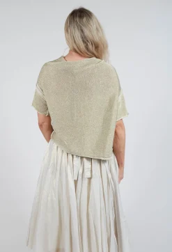 Cropped Metallic Knit in Gold