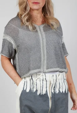 Cropped Metallic Knit in Asteroid Sparkle