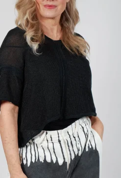 Cropped Metallic Knit in Black Sparkle