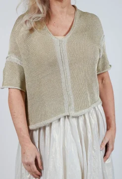 Cropped Metallic Knit in Gold