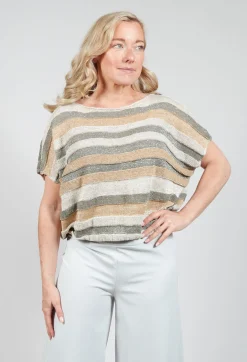 Cropped Metallic Stripe Knit