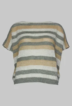 Cropped Metallic Stripe Knit