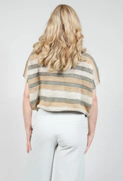 Cropped Metallic Stripe Knit