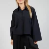 Cropped Patch Pocket Shirt in Black