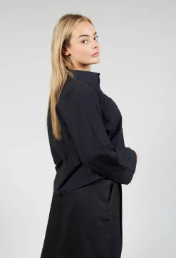 Cropped Patch Pocket Shirt in Black