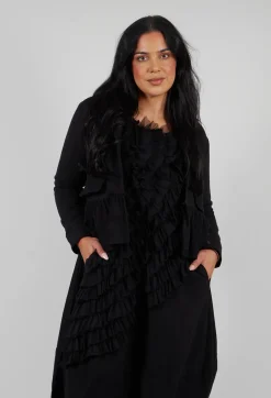 Cropped Peplum Jacket in Black