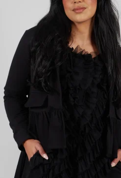 Cropped Peplum Jacket in Black