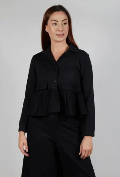 Cropped Peplum Jacket in Black