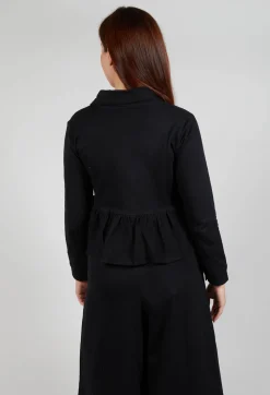 Cropped Peplum Jacket in Black