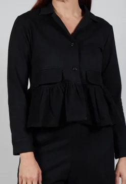 Cropped Peplum Jacket in Black