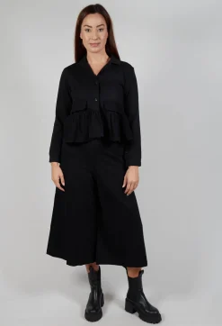 Cropped Peplum Jacket in Black
