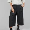 Cropped Pleated Trousers in Charcoal