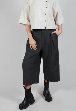 Cropped Pleated Trousers in Charcoal