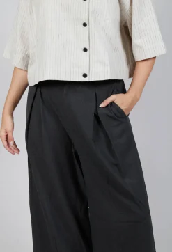 Cropped Pleated Trousers in Charcoal