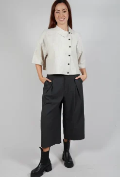 Cropped Pleated Trousers in Charcoal